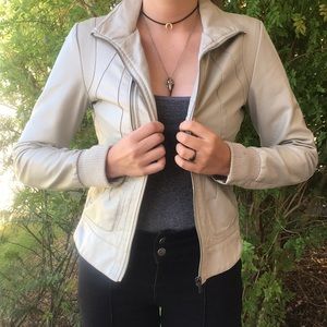 Cream leather jacket